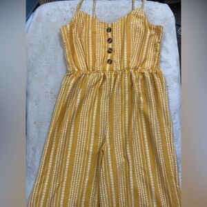 Justify Mustard and White Textured Jumpsuit